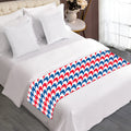 Red Blue And White Houndstooth Print Bed Runner