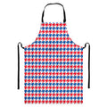 Red Blue And White Houndstooth Print Bib Apron With Pocket