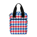 Red Blue And White Houndstooth Print Bible Tote Bag