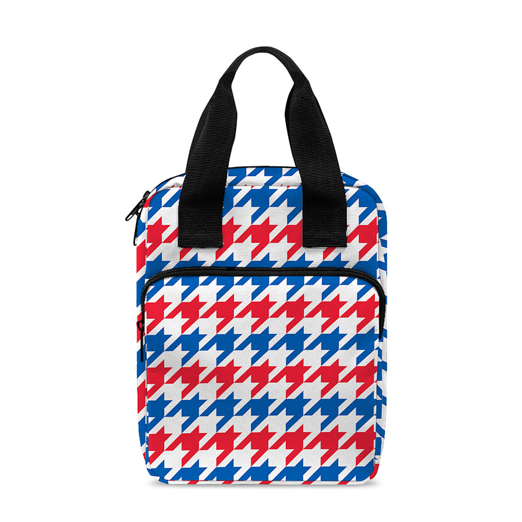 Red Blue And White Houndstooth Print Bible Tote Bag