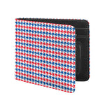 Red Blue And White Houndstooth Print Bifold Wallet