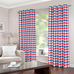 Red Blue And White Houndstooth Print Blackout Grommet Curtains