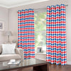 Red Blue And White Houndstooth Print Blackout Grommet Curtains