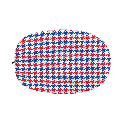 Red Blue And White Houndstooth Print Car Side Mirror Covers