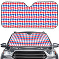 Red Blue And White Houndstooth Print Car Windshield Sun Shade