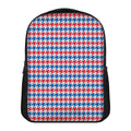 Red Blue And White Houndstooth Print Casual Backpack