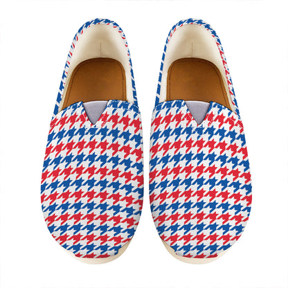 Red Blue And White Houndstooth Print Casual Shoes
