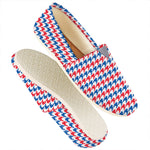 Red Blue And White Houndstooth Print Casual Shoes