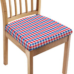 Red Blue And White Houndstooth Print Chair Cushion Cover