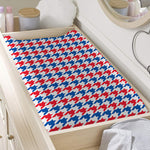 Red Blue And White Houndstooth Print Changing Pad Cover