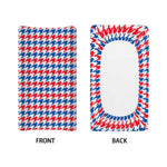 Red Blue And White Houndstooth Print Changing Pad Cover