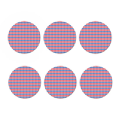 Red Blue And White Houndstooth Print Coaster Set