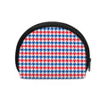 Red Blue And White Houndstooth Print Coin Purse
