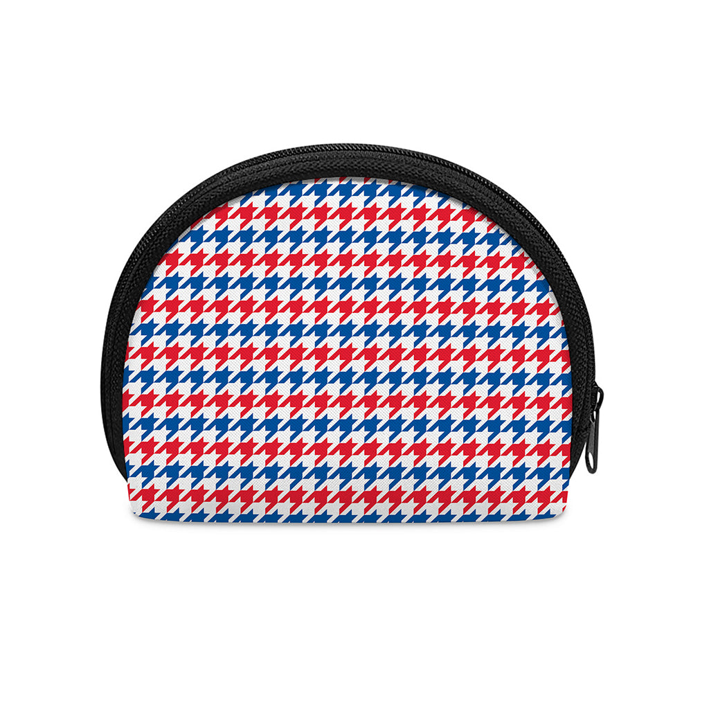 Red Blue And White Houndstooth Print Coin Purse