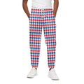 Red Blue And White Houndstooth Print Cotton Sweatpants