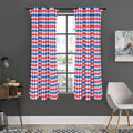 Red Blue And White Houndstooth Print Grommet Curtain Panels