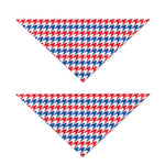 Red Blue And White Houndstooth Print Dog Bandana