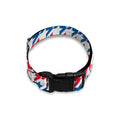 Red Blue And White Houndstooth Print Dog Collar