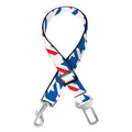 Red Blue And White Houndstooth Print Dog Seat Belt