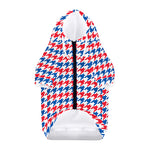 Red Blue And White Houndstooth Print Dog Zip Up Hoodie