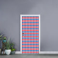Red Blue And White Houndstooth Print Door Sticker
