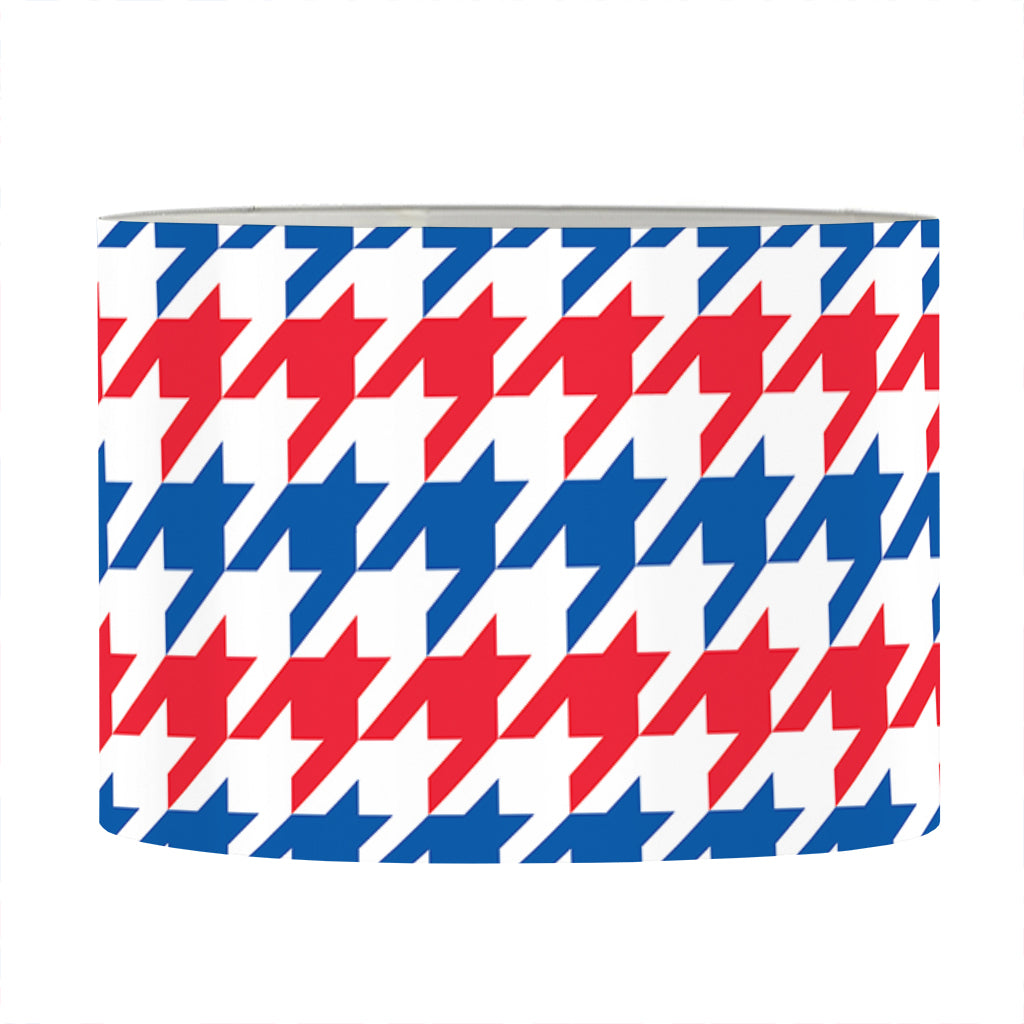 Red Blue And White Houndstooth Print Drum Lamp Shade