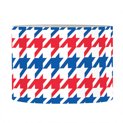 Red Blue And White Houndstooth Print Drum Lamp Shade
