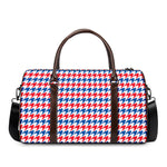 Red Blue And White Houndstooth Print Duffle Bag