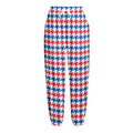 Red Blue And White Houndstooth Print Fleece Lined Knit Pants