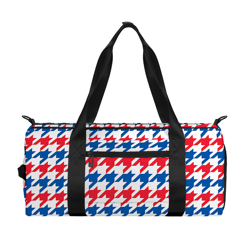Red Blue And White Houndstooth Print Gym Bag