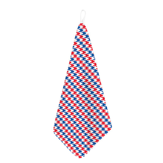 Red Blue And White Houndstooth Print Hand Towel