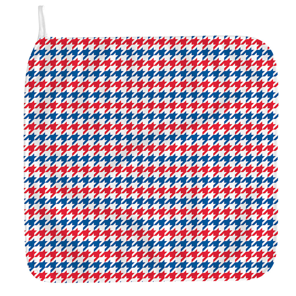 Red Blue And White Houndstooth Print Hand Towel