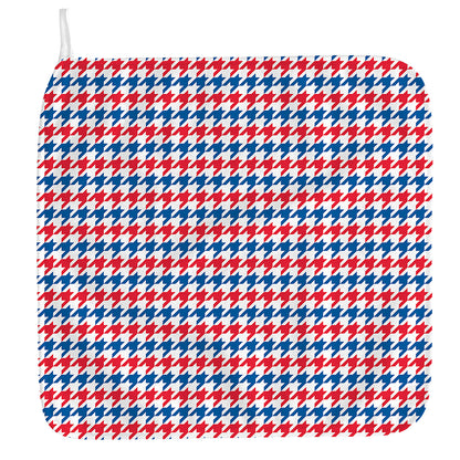 Red Blue And White Houndstooth Print Hand Towel