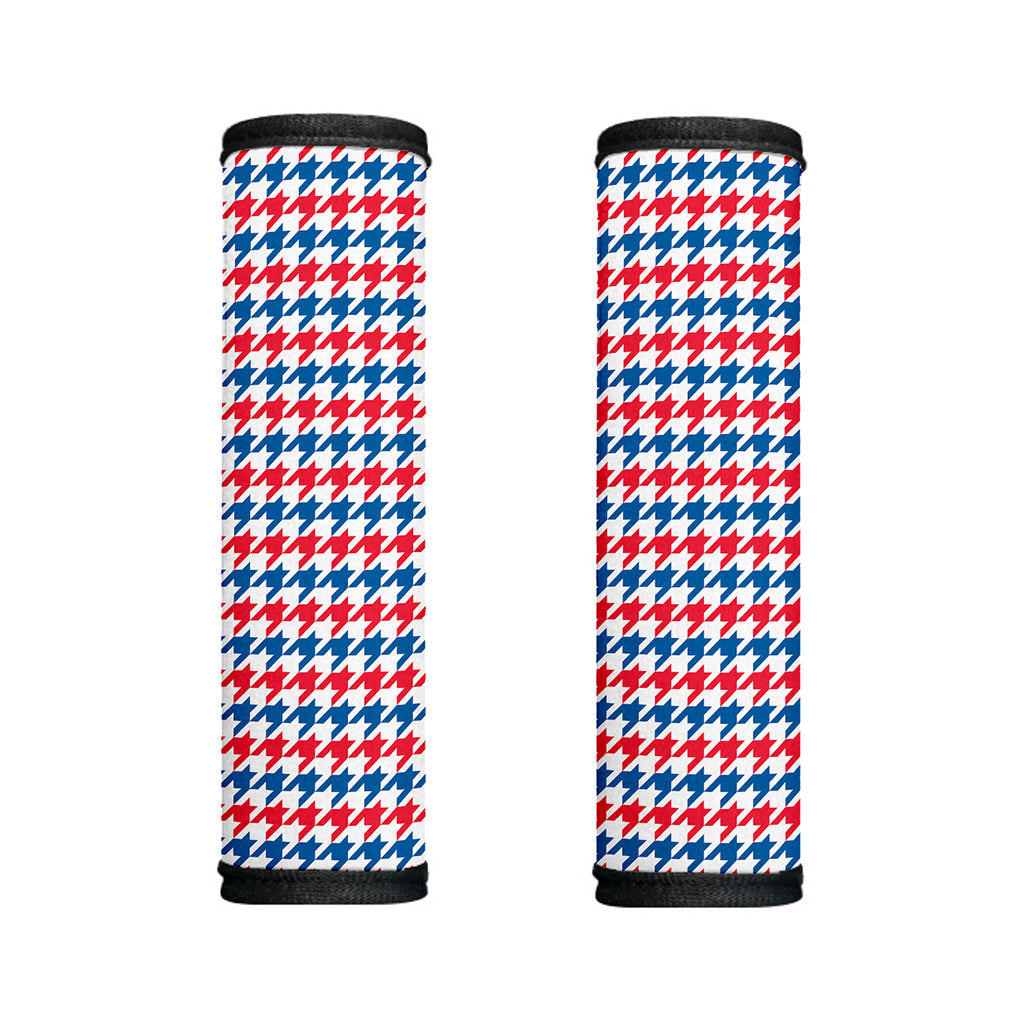 Red Blue And White Houndstooth Print Handle Covers