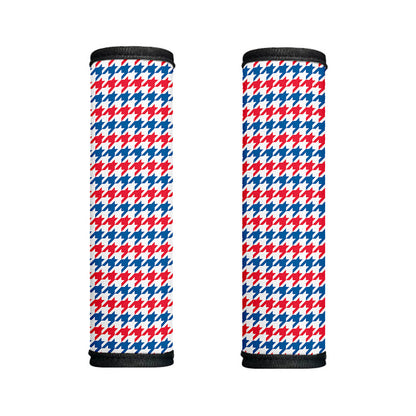 Red Blue And White Houndstooth Print Handle Covers