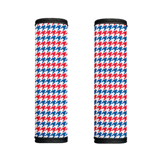 Red Blue And White Houndstooth Print Handle Covers