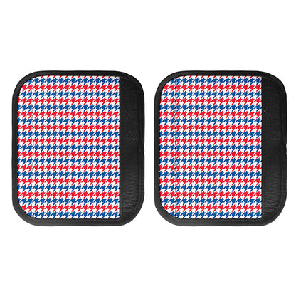 Red Blue And White Houndstooth Print Handle Covers