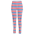 Red Blue And White Houndstooth Print High-Waisted Pocket Leggings