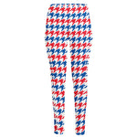 Red Blue And White Houndstooth Print High-Waisted Pocket Leggings