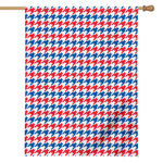 Red Blue And White Houndstooth Print House Flag