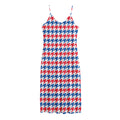 Red Blue And White Houndstooth Print Jersey Midi Cami Dress