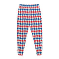 Red Blue And White Houndstooth Print Jogger Pants