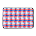 Red Blue And White Houndstooth Print Kitchen Mat