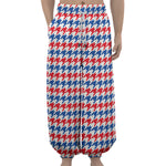Red Blue And White Houndstooth Print Lantern Pants
