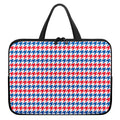 Red Blue And White Houndstooth Print Laptop Sleeve With Handle