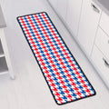 Red Blue And White Houndstooth Print Long Kitchen Mat