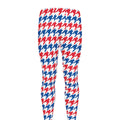 Red Blue And White Houndstooth Print Men's Leggings