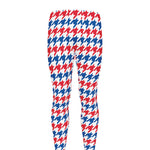 Red Blue And White Houndstooth Print Men's leggings