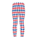 Red Blue And White Houndstooth Print Men's leggings