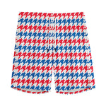 Red Blue And White Houndstooth Print Men's Sports Shorts